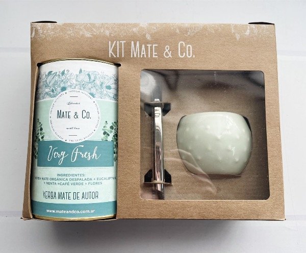 Kit Mate color verde agua + Lata Yerba Very Fresh -MATE Y CO