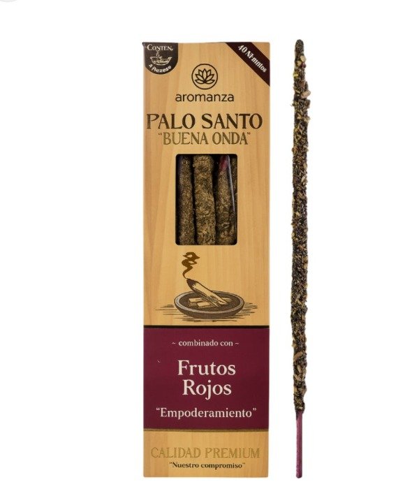 Sahumerios PALO SANTO Buena Onda FRUTOS ROJOS x 8 uni AROMANZA