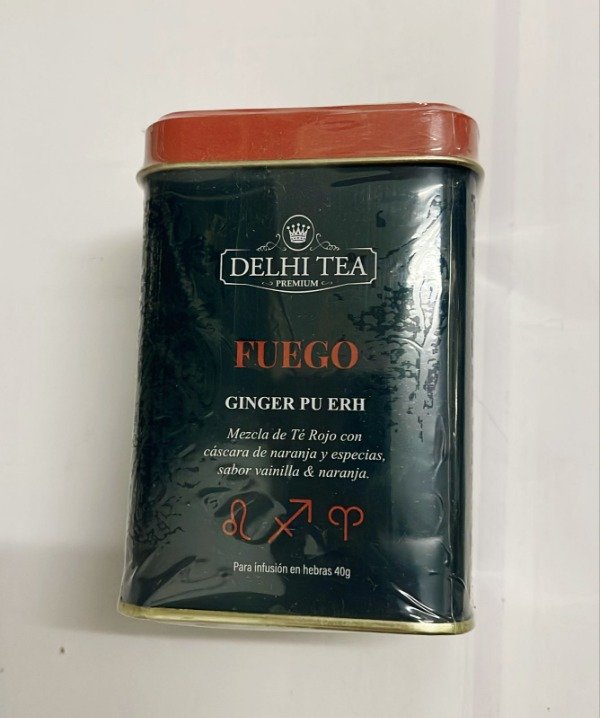 LATA FUEGO Mezcla Té Rojo con cascara de naranja y especias x 40g DELHI TEA