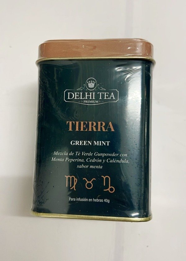 LATA TIERRA Mezcla Té Verde Menta Peperina Cedrón y Caléndula x 40g DELHI TEA