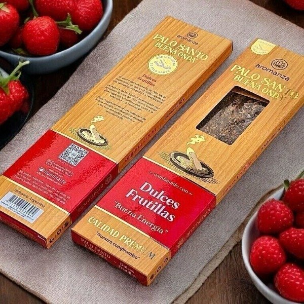 Sahumerio PALO SANTO Buena Onda PALO SANTO/DULCES FRUTILLAS x 8 uni AROMANZA