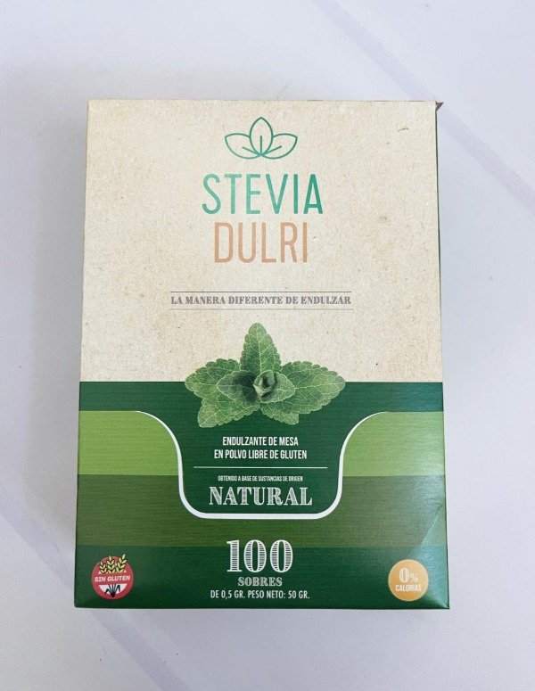 STEVIA x 100 SOBRES - Edulcorante natural - SIN TACC - DULRI