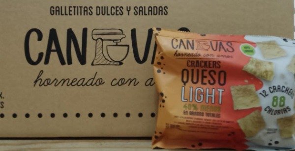 CAJA CERRADA x 30 uni galletitas Crackers QUESO LIGHT x 100gr CANVAS