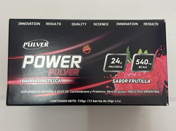 BARRA PROTEICA power FRUTILLA SIN TACC x 12 uni x 60grs PULVER