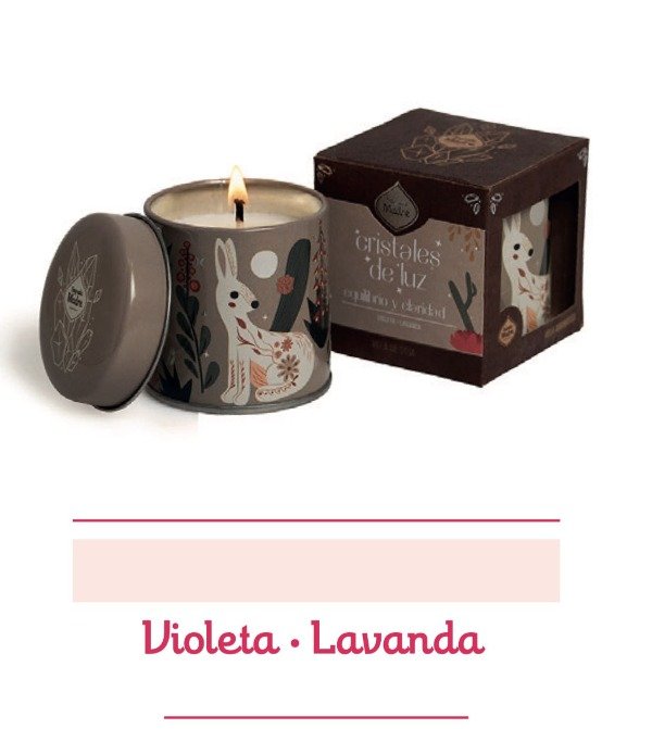 VELA DE SOJA EQUILIBRIO Y CLARIDAD Cristales de Luz SAGRADA MADRE