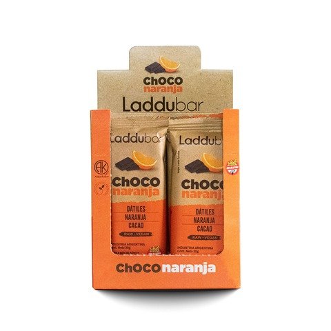 Caja de Barritas Raw Veganas CHOCO NARANJA Sin Tacc x 30gr x 12u LADDUBAR