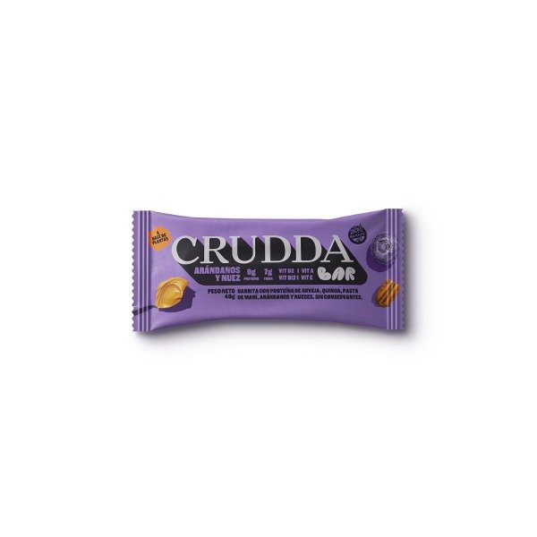 Barritas ARANDANO y NUEZ sin TACC plant based x 40 gr x 10 uni - CRUDDA