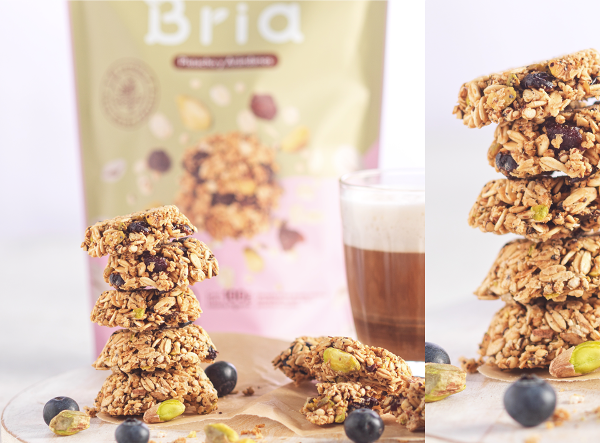 COOKIES Snack con PISTACHO Y ARANDANOS x 100gr VEGANO Avena y Quinoa BRIA