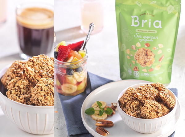 COOKIES Snack con NUEZ PECAN Y BANANA x 100gr VEGANO Avena y Quinoa BRIA