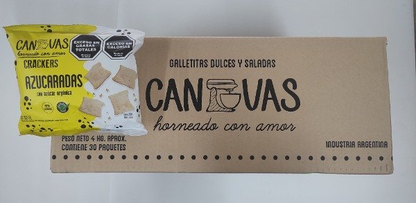 CAJA CERRADA x 30 uni galletitas Crackers AZUCARADAS x 125gr CANVAS