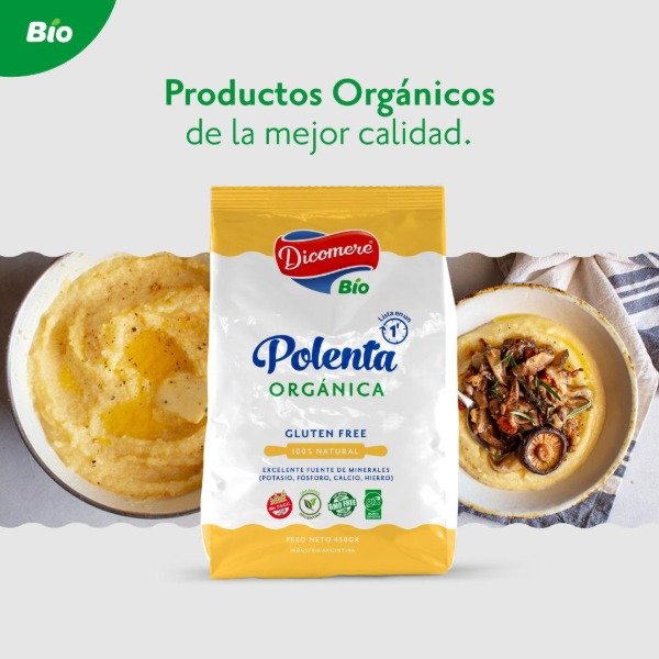 Polenta Orgánica x 450gr SIN TACC Cocción Rápida  DICOMERE