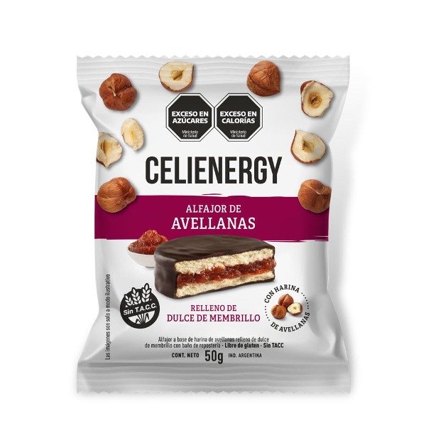 Caja de Alfajores de Avellana NEGRO con Membrillo sin TACC x 12 uni CELIENERGY