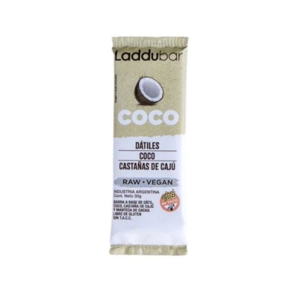 Caja de Barritas Raw Veganas Coco Sin Tacc x 30gr x 12u LADDUBAR