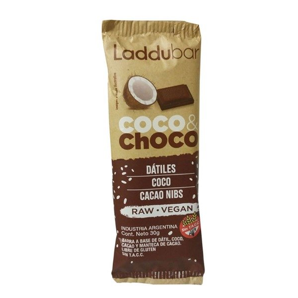 Caja Barritas Raw Veganas Coco y Choco Sin TACC x 30gr x 12u. GOLDEN MONKEY
