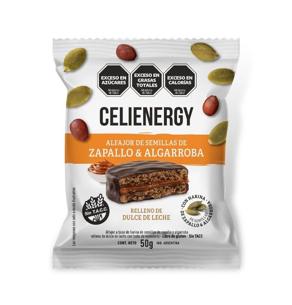 Caja de Alfajores de Algarroba y zapallo con DDL sin TACC x 12 uni CELIENERGY
