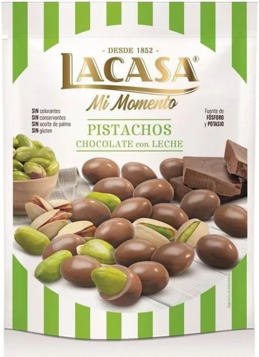 PISTACHOS con chocolate con leche ESTILO DUBAI "Edición limitada" SIN TACC x 100g LACASA