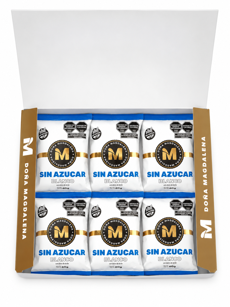 Caja de ALFAJORES Blanco con Dulce de Leche SIN AZUCAR x 12 uni DOÑA MAGDALENA