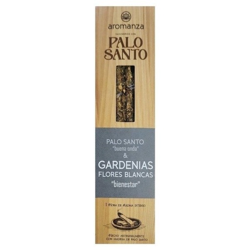 Sahumerio PALO SANTO Buena Onda GARDENIAS FLORES BLANCAS x 8 uni AROMANZA