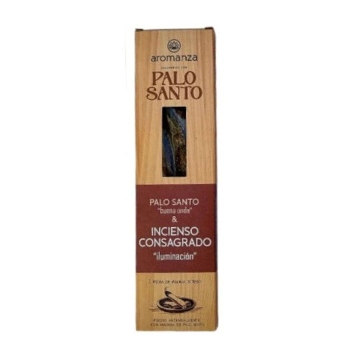 Sahumerios PALO SANTO Buena Onda INCIENSO CONSAGRADO x 8 uni AROMANZA