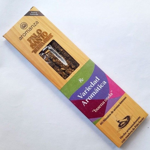 Sahumerios PALO SANTO Buena Onda VARIEDAD AROMÁTICA x 8 uni AROMANZA