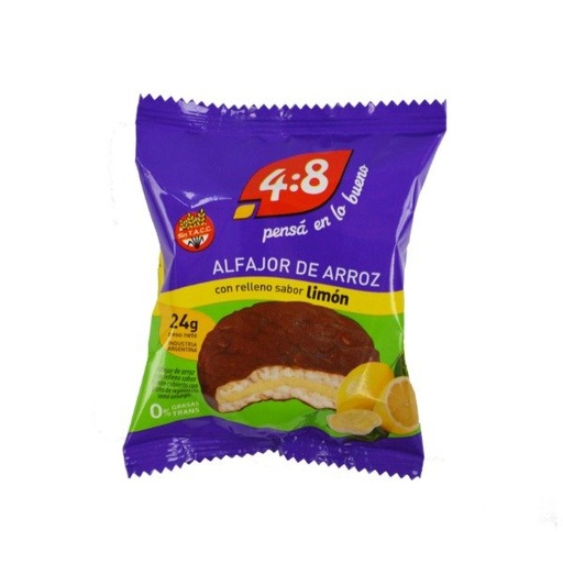 CAJA de ALFAJORES DE ARROZ Sabor Limón SIN TACC 24g x 12u Marca 4:8