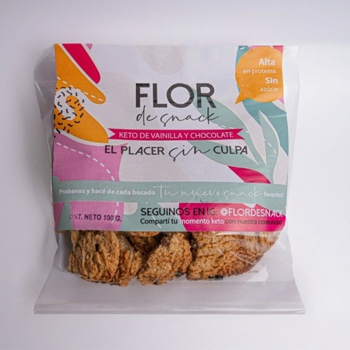 Galletitas KETO DE VAINILLA Y CHOCOLATE x 100 G FLOR de snack