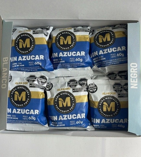 [DONAM21735219] Caja de ALFAJORES Negro con Dulce de Leche SIN AZUCAR x 12 uni DOÑA MAGDALENA