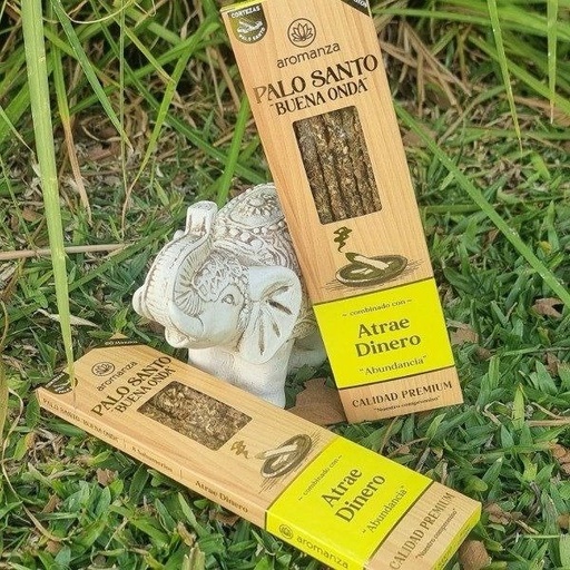 [AROMA21163896] Sahumerios PALO SANTO Buena Onda ATRAE DINERO x 8 uni AROMANZA