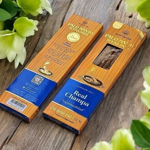 [AROMA21163860] Sahumerios PALO SANTO Buena Onda REAL CHAMPA x 8 uni AROMANZA