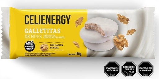 [CELIE18580483] Bañada en chocolate blanco galletita de nuez sin tacc x 170g CELIENERGY
