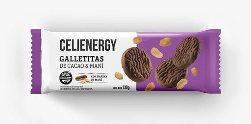 [CELIE11722538] GALLETITAS cacao y mani SIN TACC x 130 gr - CELIENERGY
