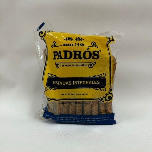 [PADRO4810135] Tostadas SIN SAL 100% integrales y orgánicas x 200 gr PADROS
