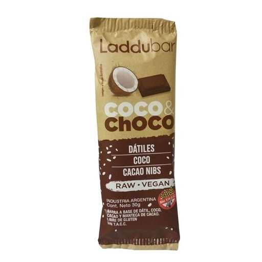 [LADDU1011509] Caja Barritas Raw Veganas Coco y Choco Sin TACC x 30gr x 12u LADDUBAR
