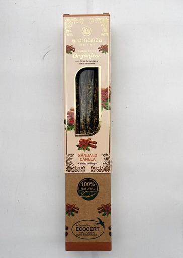 Sahumerios ORGÁNICOS SÁNDALO CANELA x 8 uni AROMANZA